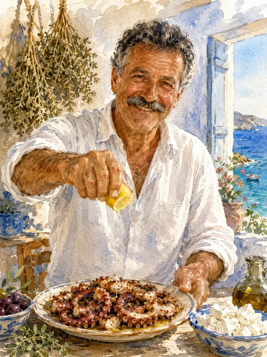 Dimitris Kosta — watercolor portrait