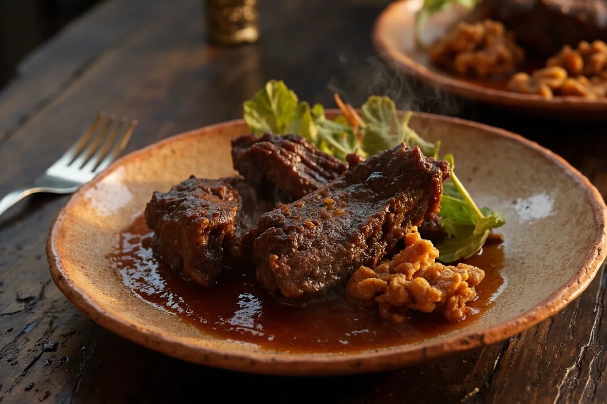 tira de asado (cross-cut short ribs) — a signature plate from Argentine Asado cuisine, prepared in the regional style.