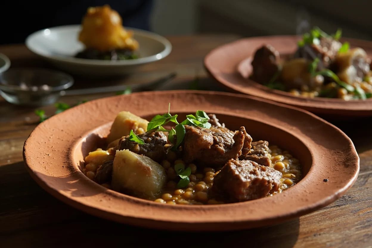 piti (lamb and chickpea clay-pot stew) — a signature plate from Azerbaijani cuisine, prepared in the regional style.
