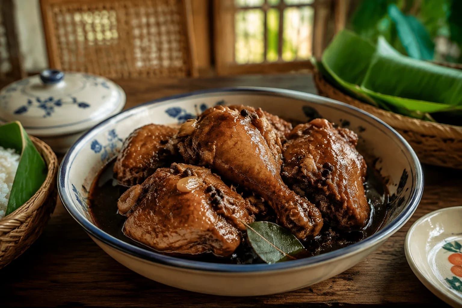 chicken or pork adobo — a signature plate from Filipino cuisine, prepared in the regional style.