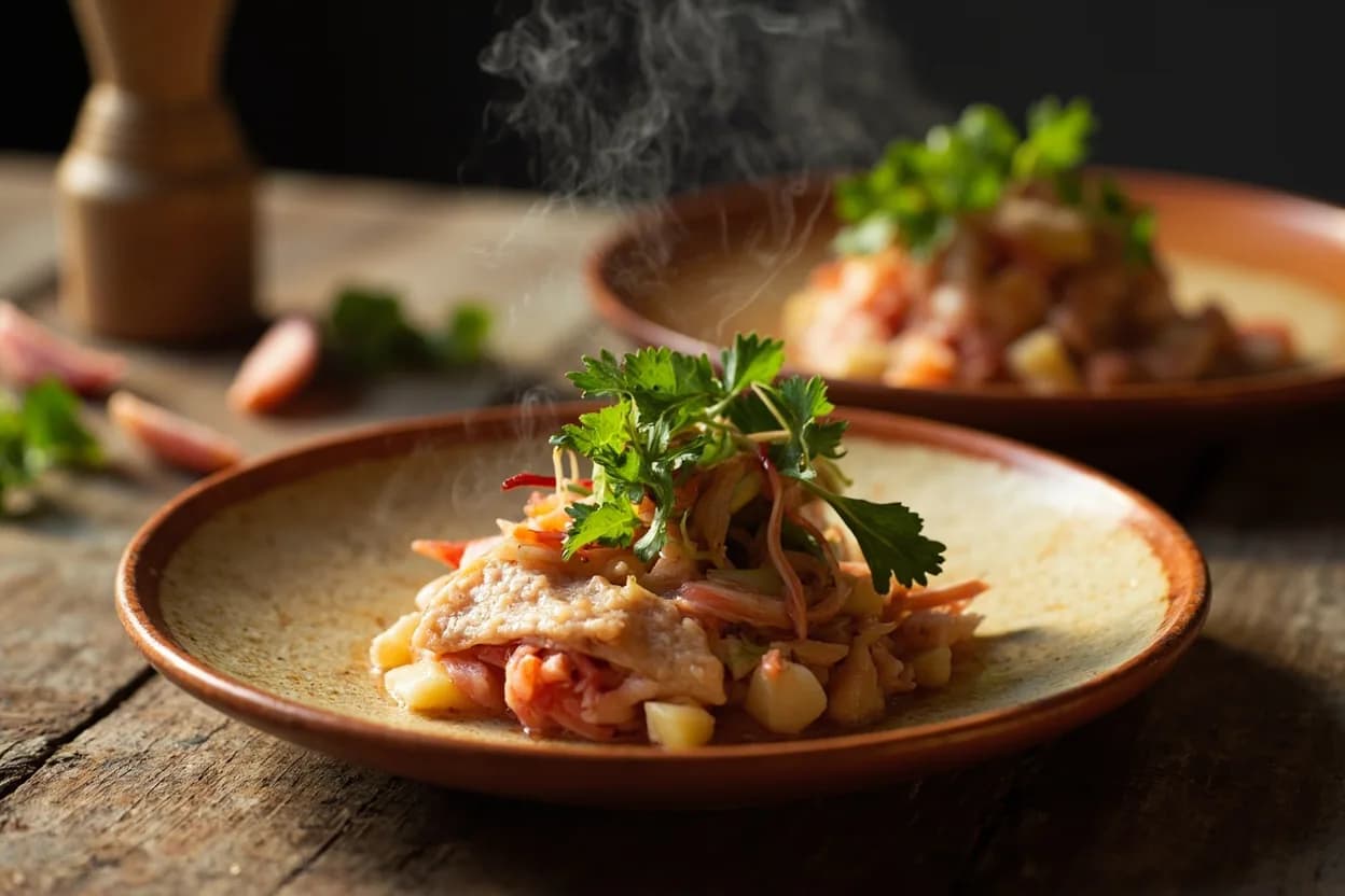 ceviche de corvina (raw fish cured in leche de tigre) — a signature plate from Peruvian Coastal (Criollo) cuisine, prepared in the regional style.
