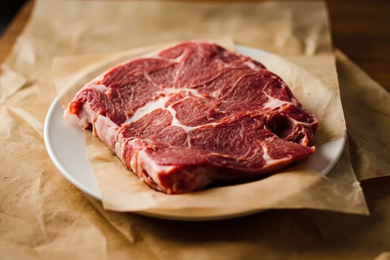 Beef Chuck — Subprimal Breakdown in its raw whole-cut form on a butcher's board — The beef chuck primal covers the first five ribs (ribs 1–5), the neck vertebrae, and the blade (scapula) region. Identifying traits: Highest collagen content of any primal — ideal for long braises and stocks, Seam butchery unlocks premium individual-muscle cuts (flat iron, Denver) from what was once a commodity roast, The chuck eye (spinalis dorsi continuation) mirrors the rib-eye character at a lower price point.