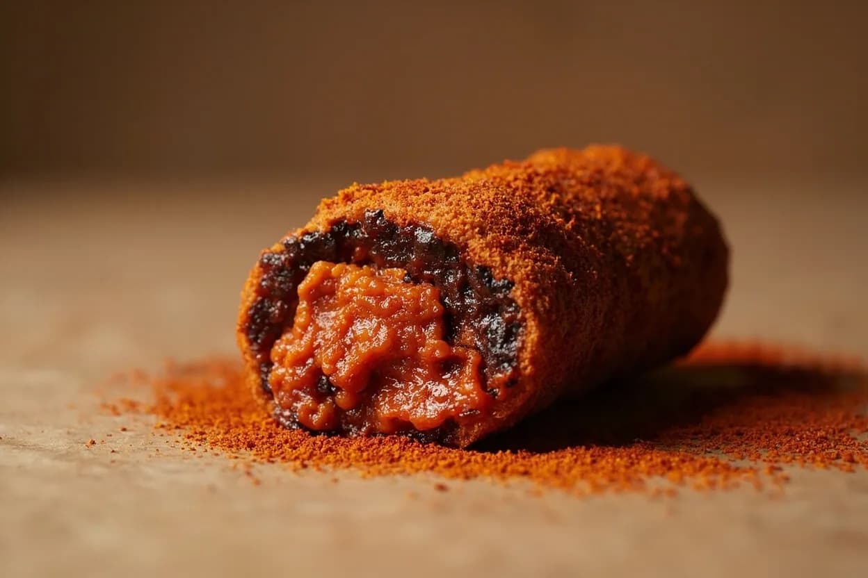 Berbere Paste Toasting Endpoint at Pan surface ~160–180°C; judgment by color and aroma, not a thermometer. Berbere typically contains dried chiles, fenugreek, black cardamom (korerima), coriander, rue, ajwain, black pepper, ginger, and cinnamon. Visual cues: Color shifts from vivid brick-red or orange-red to a deep, dark chestnut-brown with reddish undertones — not black, Aroma transforms from raw, sharp, and pungent to deep, complex, smoky-sweet with distinct fenugreek and chile notes, Wisps of fragrant steam or smoke appear; if heavy smoke rises, the endpoint has passed.