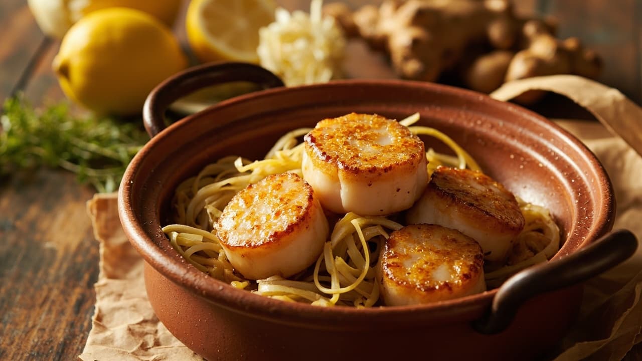 Honey-Glazed Scallops with Fennel and Ginger