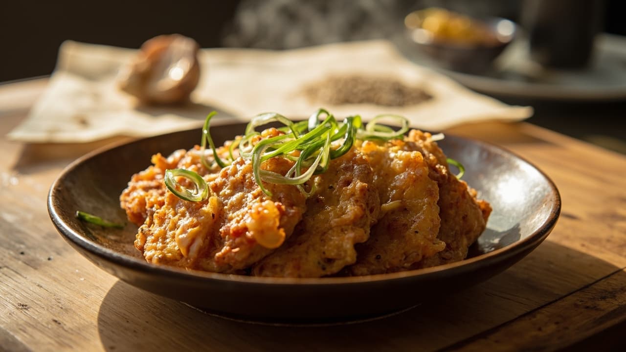 Korean-Style Pinto Bean Fritters with Soy and Sesame