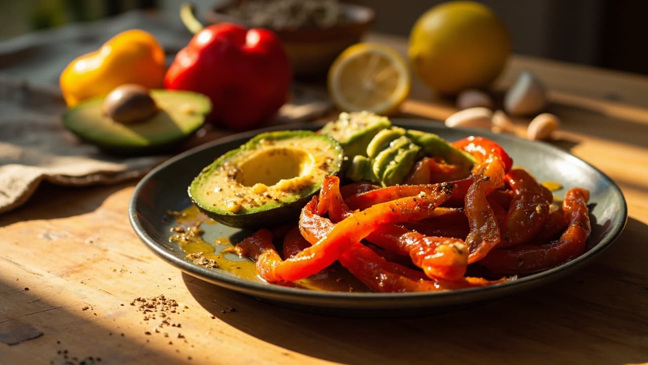 Roasted Bell Peppers and Avocado with Cumin