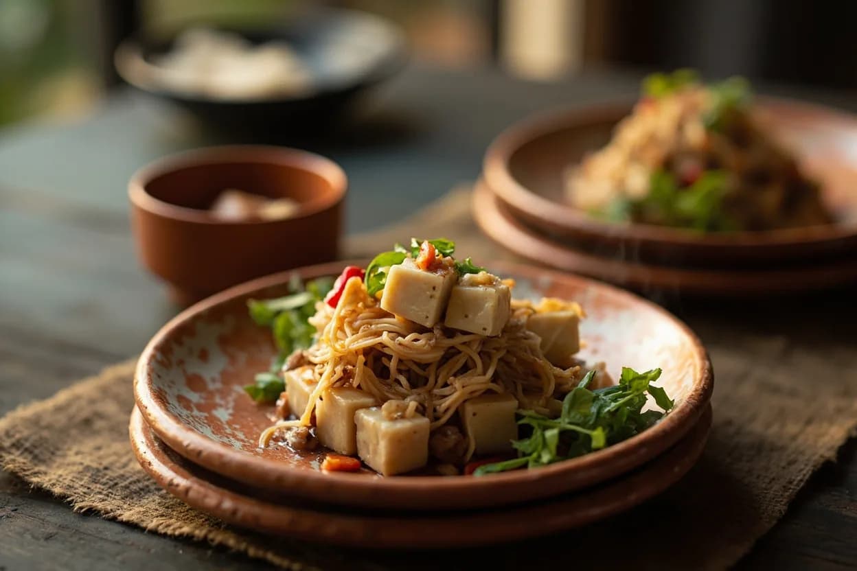 Hakka stuffed tofu (yong dou fu) — a signature plate from Hakka Chinese cuisine, prepared in the regional style.
