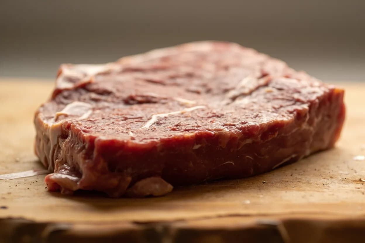 Falda vs. Arrachera vs. Tasajo in its raw whole-cut form on a butcher's board — In Mexican carnicerías, 'falda', 'arrachera', and 'tasajo' all refer to thin, intensely flavoured beef cuts from the plate and flank region — but the names shift meaning depending on the state, the b… Identifying traits: Arrachera has a coarse, open grain that chars beautifully and soaks up citrus-chile marinades, Falda is broader and meatier; often includes the flank steak proper in Mexico City markets, Tasajo is unique in being a cured/dried product — closer to a preserved charcuterie than a raw cut.