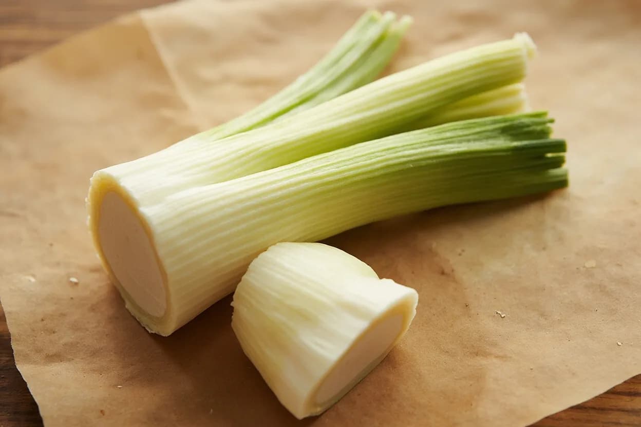 Fennel Frond vs. Bulb Separation in its raw whole-cut form on a butcher's board — Fennel preparation begins by separating the plant into three anatomically and culinarily distinct parts. Identifying traits: Fronds have the highest concentration of anethole and other anise volatiles — use sparingly as a finishing herb, The stalks are primarily cellulose and water; their anise flavor is present but muted and useful as a base note in stocks, The bulb's layers are similar to onion sheaths structurally but far crispier and more watery, making them excellent raw.