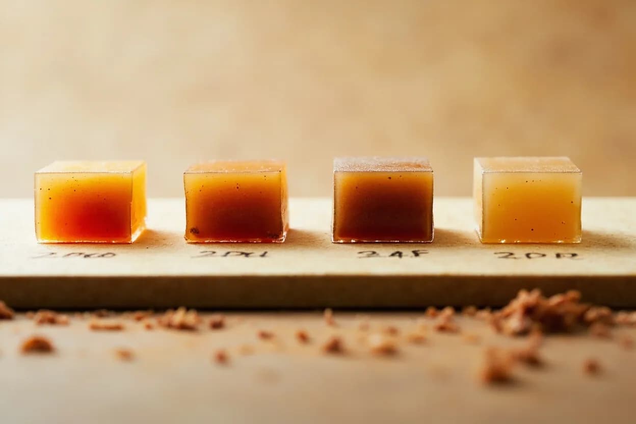 Agar Gel Set Temperature in context — the stages just below and above, side-by-side. Agar-agar, a polysaccharide extracted from red algae (principally Gelidium and Gracilaria species), transitions from liquid to gel as it cools through a zone of approximately 32–40°C (90–104°F). Target reference 32–40°C / 90–104°F (set); melts above 85°C / 185°F.