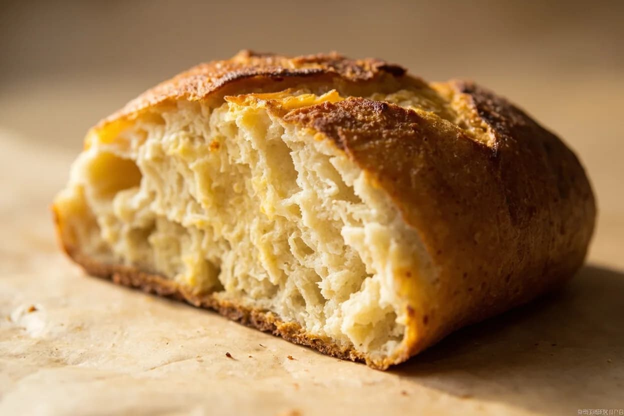 Bread Crust Color Stages at Crust surface: 140–220°C+ (Maillard onset to deep caramelization); internal crumb temperature is independent. At crust surface temperatures above 100°C, water evaporates and the surface begins to dry. Visual cues: Blond: pale yellow-tan, dull surface, no sheen; crust is soft and barely crackling — under-baked, gummy interior likely, Golden: bright amber-yellow with a slight sheen; crust crackles when pressed; balanced bread aroma — the minimum acceptable stage for most lean loaves, Chestnut/mahogany: deep amber-brown with rich sheen; crust is hard and rigid; robust aroma with complex bitter-sweet notes — optimal for artisan sourdough and baguettes.