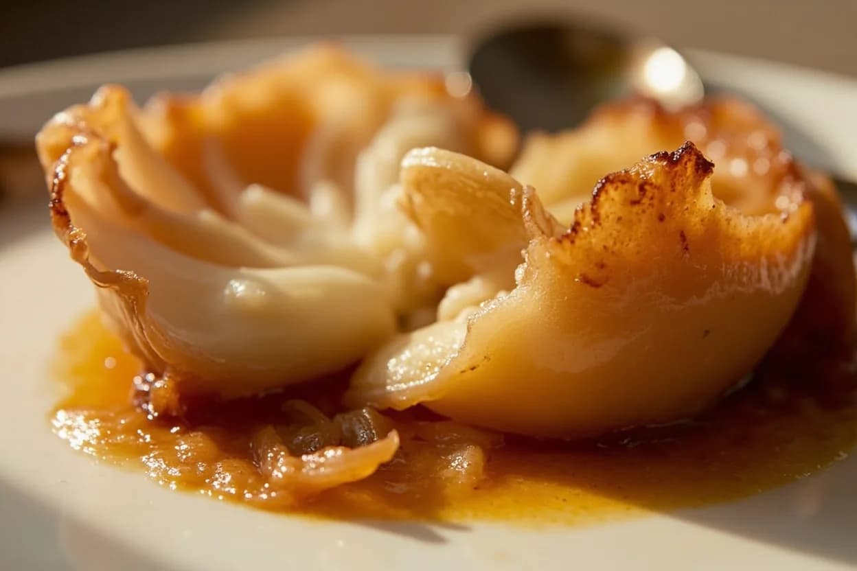Caramelized Onions Stages (Tarka, Soffritto, Jammy) at Stage 1 raw: 20°C (68°F) → Stage 2 softened: ~80°C (176°F) → Stage 3 translucent: ~90°C (194°F) → Stage 4 golden-jammy: ~150°C (302°F) pan surface → Stage 5 crispy-fried: ~170–180°C oil (338–356°F). Stage 1 (raw): intact cell walls, sharp allicin aroma, high water content (~89%). Visual cues: Softened: onions slump and release liquid, sharp raw smell gone, no color, Translucent: glassy appearance, limp but not mushy, mildly sweet aroma, Golden-jammy: edges tinge amber, pan fond forms, sweet toasty aroma, slight sticking.