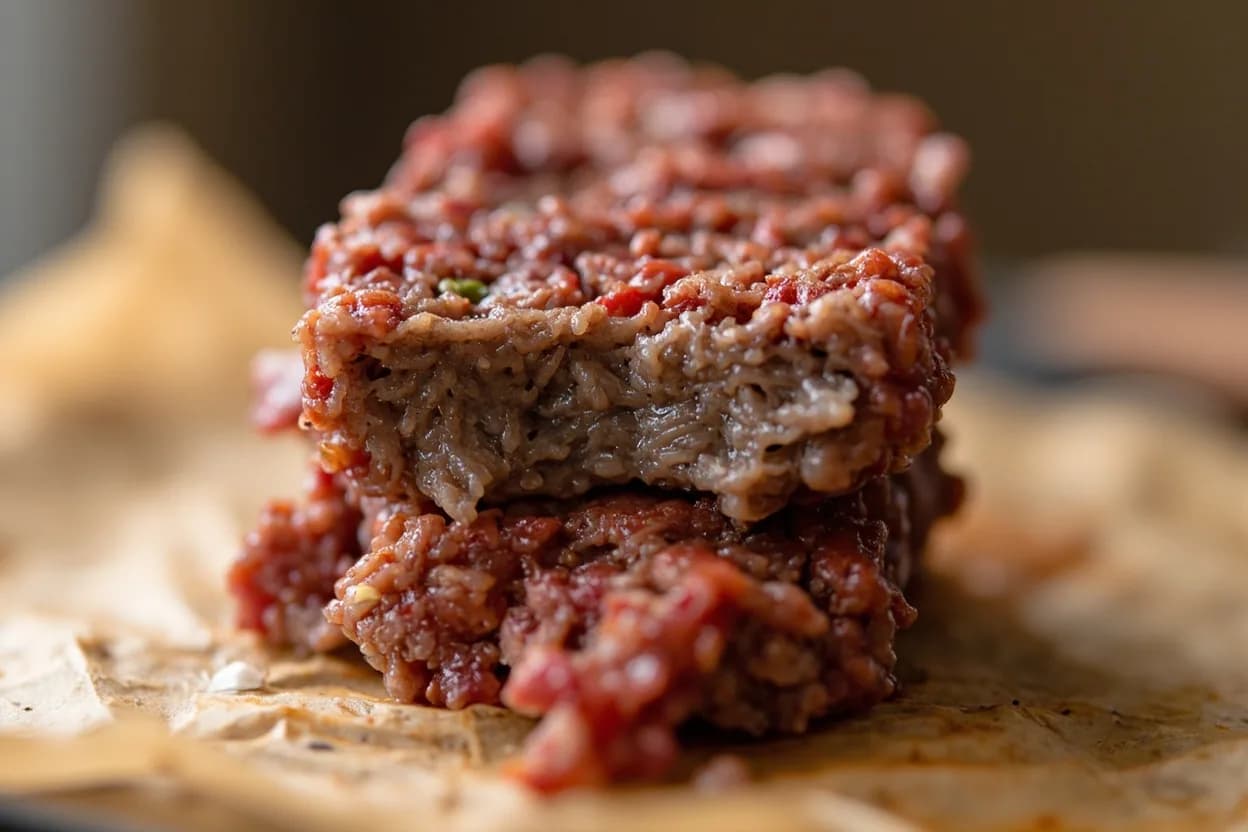 Ground Beef Safe Temperature at 71°C / 160°F. At 71°C, heat penetration reaches the center of a burger patty or meatball and destroys E. Visual cues: Interior color is uniformly grey-brown with no pink visible — though pink can persist even at safe temperatures, Juices running from the center are clear or lightly browned, not pink or red, Patty has firmed considerably and shrunk from its raw diameter by 15–25%.