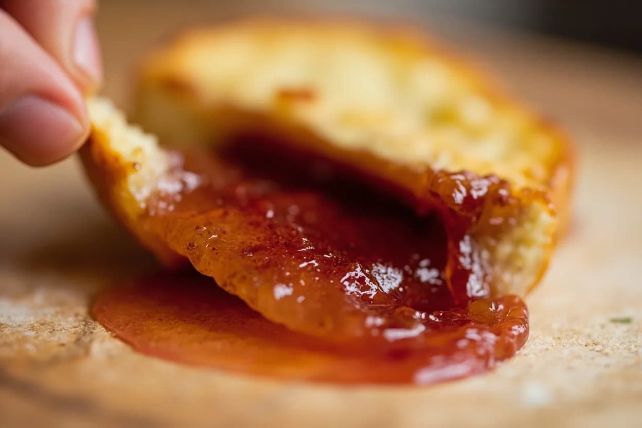 Jam & Preserve Set Point at 104–105°C (219–221°F). As the fruit-sugar mixture boils, water evaporates and sucrose concentration rises, elevating the boiling point above 100°C. Visual cues: Wrinkle test: spoon a small amount onto a chilled plate (kept in the freezer), leave 30 seconds; push with a finger — if the surface wrinkles and the jam doesn't flood back, it has set, Flake/sheet test: dip a cool metal spoon into the boiling jam, hold horizontally and let it drip — two drops should merge and sheet off as one thick flap rather than dripping separately, Cold-plate test gel should feel slightly resistant and hold an indent from a fingernail.