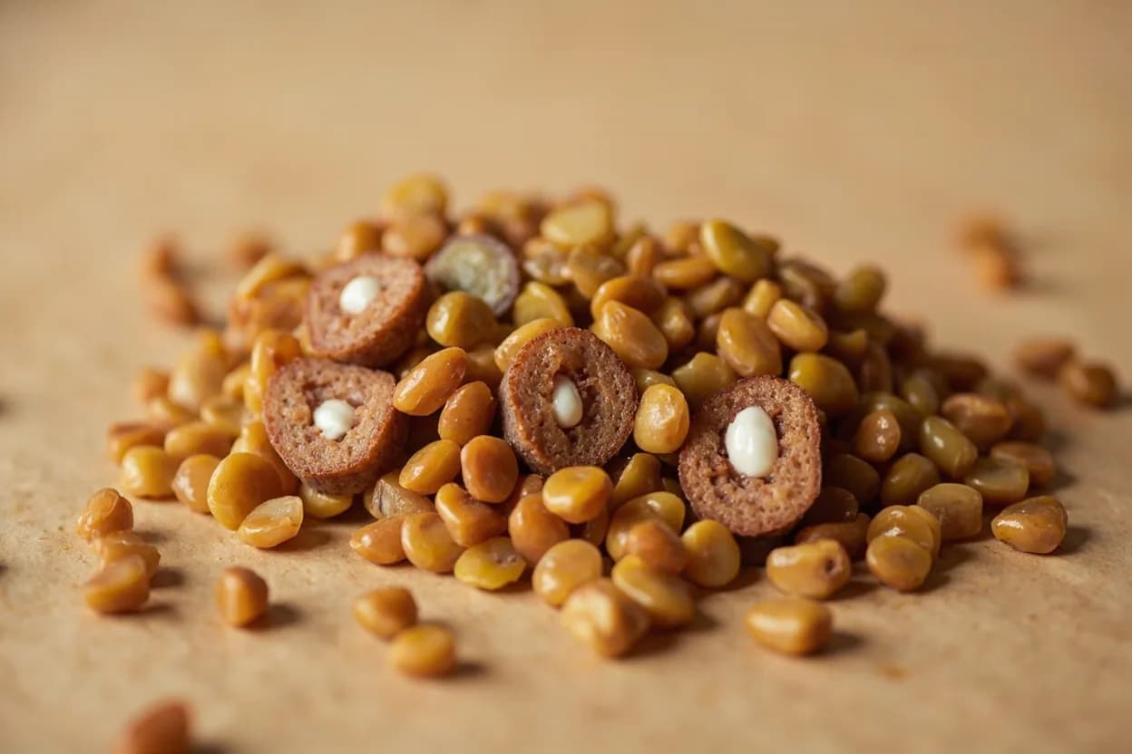 Lentil Doneness Stages at Simmered at 95–100°C (203–212°F); Stage 1 (al dente) ~12–15 min; Stage 2 (collapsed) ~20–30 min; split red lentils reach Stage 2 in 8–12 min. Lentils begin absorbing water as soon as they enter the simmering liquid, hydrating pectin in the cell walls and triggering starch gelatinization in the cotyledon. Visual cues: Stage 1 (salad): lentil holds its lens shape when scooped; offers a slight but definite resistance when bitten; no chalky white core visible in cross-section, Stage 1 (salad): skin is intact and smooth, not split; lentil does not mush when stirred, Stage 2 (dal): lentils have visibly swollen and many have burst their skins or split along their seam.